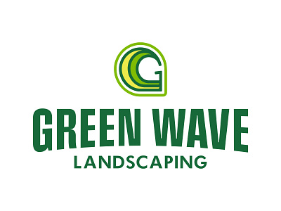 Green Wave Landscaping branding design flat green wave illustration landscaping lawn logo vector wave