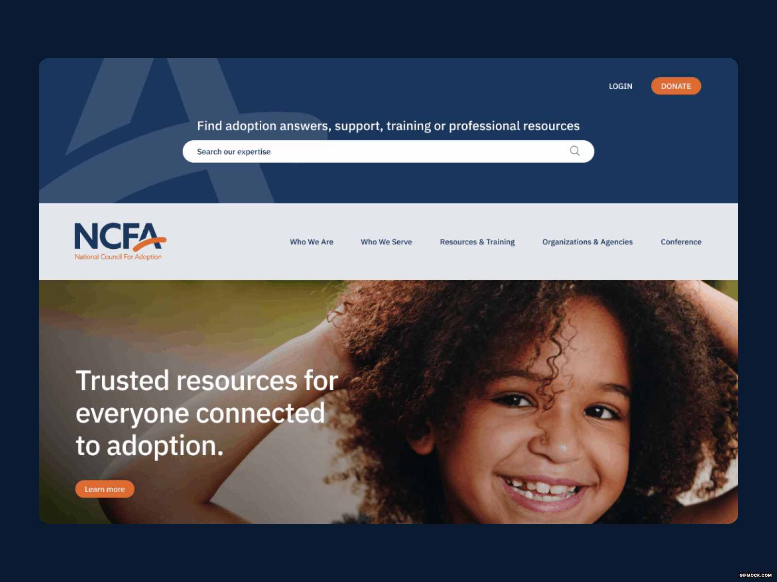 NCFA adoption design nonprofit ui ux web design website