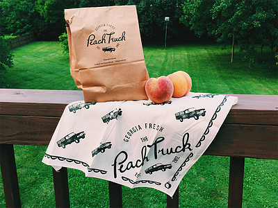 Peach Truck Handkerchief handkerchief illustration nostalgic peach truck peaches summer texture