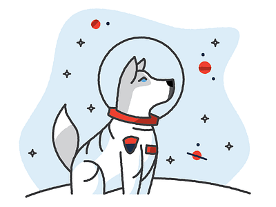 Pawsmonaut astronaut dog dogs drawing explore husky illustration planets space stars wobble