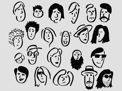 Faces characters doodle draw drawing faces illustration minimal pen people simple