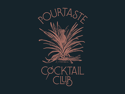 PourTaste art nouveau cocktails drink lettering olive pineapple pourtaste shirt typography