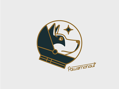 Pawsmonaut astronaut dog helmet husky illustration lines pup space star type typography