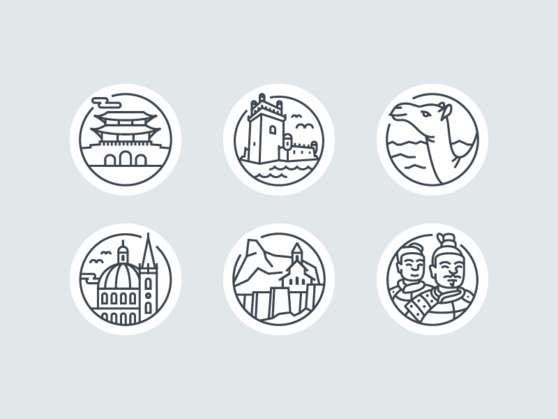 BIT2018 Icons lonely planet china georgia malta djibouti portugal south korea icon design line art iconography illustration icons