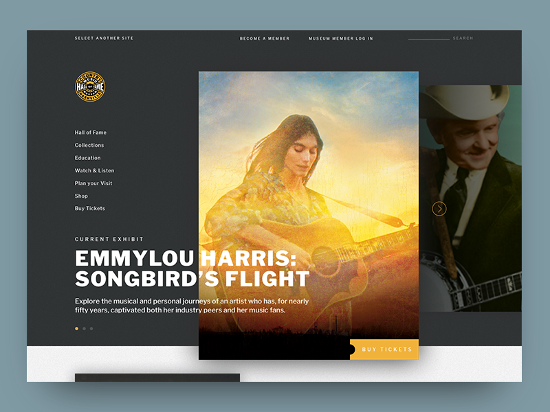 CMHoF concept website country music layout interaction design web design ux design nashville ui
