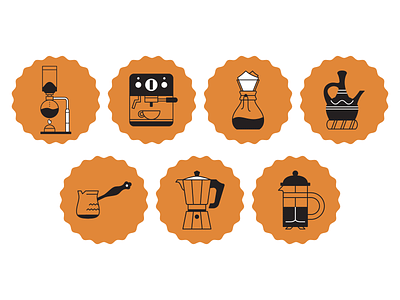 Brewing Methods book art brewing coffee icons illustration lines lonely planet roasting vector