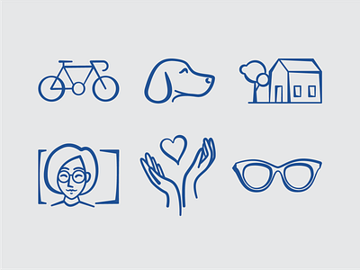 Life bike branding compassion design dog glasses hands home house icon design iconography icons illustration person woman