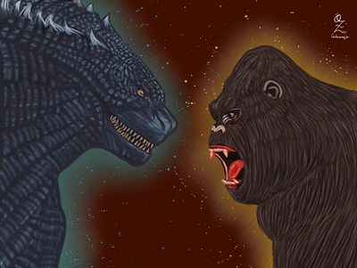 Godzilla vs Kong Drawing Oz Galeano art arte dibujo digitalart drawing fanart godzilla illustration kong mexico movie ozgaleano