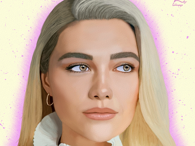 Florence Pugh portrait drawing by Oz Galeano
