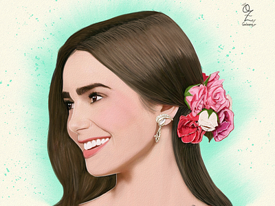 Lily Collins Portrait drawing by Oz Galeano