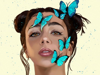 Model Butterfly Portrait drawing by Oz Galeano