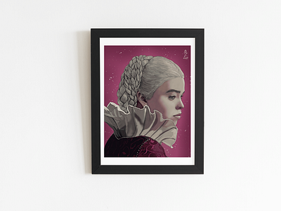 Rhaenyra Targaryen Framed Portrait drawing