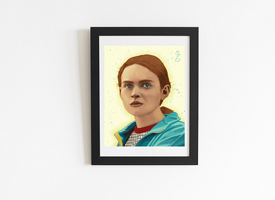 Max Sadie Sink Framed Art by Oz Galeano art arte arte ozgaleano design dibujo digital art drawing fanart illustration max mexico netflix ozgaleano painting portrait retrato sadie sink stranger things tv series