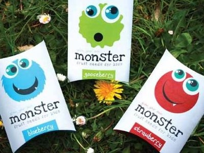 Monsters fruit seeds for kids packaging design contemporary design fruit fun gardening kids monsters packaging seeds vector
