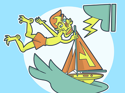 Sailing On boat boy cartoon design drawing illustration illustrator photoshop sailing sea ship sketch summer water