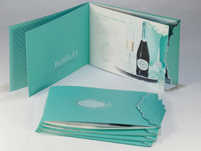 Michelle Sparkling Brochure brochure bubbly champagne collateral die cut diecut foil print sparkling wine wine