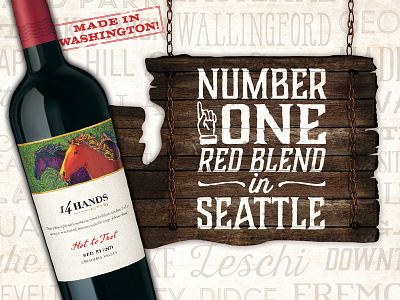 14 Hands Winery #1 Red Blend POS horses hot to trot red blend seattle wine