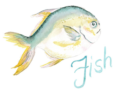 Watercolor fish fish food sea seafood swim swimming water watercolor