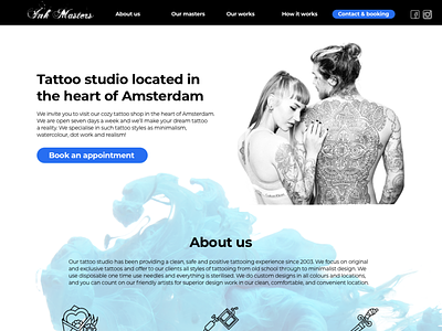 Landing Page Tattoo Sudio branding design landing tattoo typography ui ux vector web website