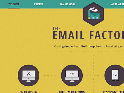 The Email Factory email emblem flat icons logo onepage teal yellow