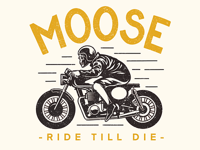 Ride Till Die cafe racer illustration motorcycle vector vintage