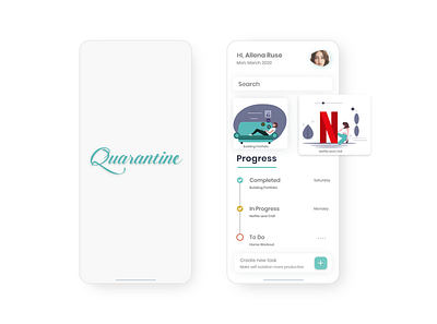 Quarantine App adobe xd app app design illustration logo quarantine typography ui uiux uiuxdesign ux