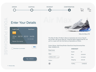 Daily Ui 2 brand checkout page creditcard dailyui nike air max ui uiux