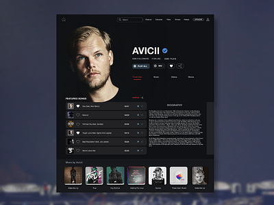 Daily Ui ( "User Profile" ) dailyui design landingpage music typography ui uiux user profile