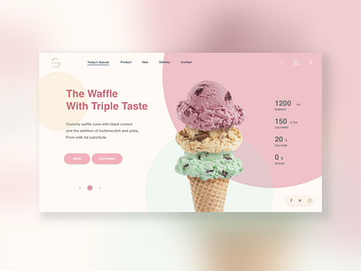 Waffle Icecream Concept UI icecream interface ui uiux uiuxdesign ux waffle cone xd