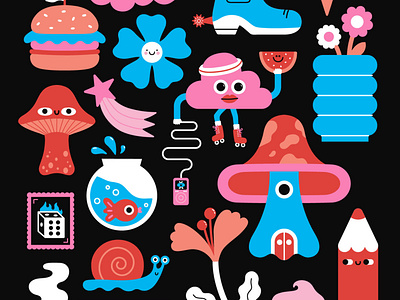 Mushroom Town animal art cute design draw drawing holiday illustration mushroom ui