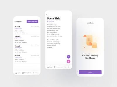 Freebie: Poem ios app ui design