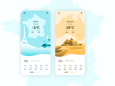 DailyUI 037 Weather 37 application daily 100 challenge daily ui daily ui 037 dailyui dailyui 037 design illustration meteo mobile temperature ui weather weather app