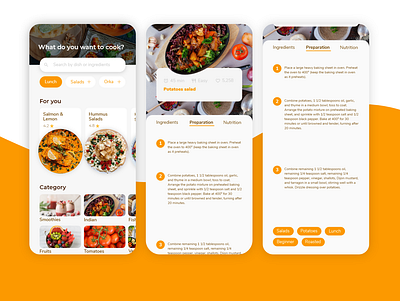 DailyUI 040 Recipe application daily 100 challenge daily ui dailyui design dinner fruit lunch mobile recipe recipes ui vegetable