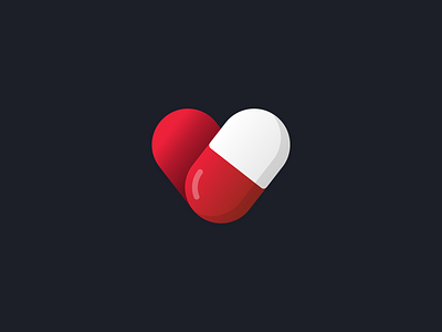 Pill Heart abstract capsule clean concept creative design geometric gradient graphic heart icon logo pill simple