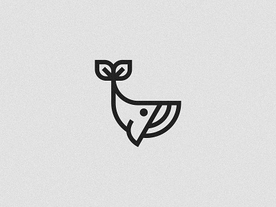 Nature Whale animal clean concept creative design geometric leaf line logo mark minimal nature simple whale