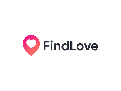 Find Love clean colorful gradient heart logo logodesign logomark love mark modern pin simple