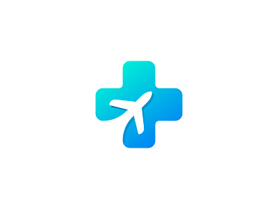 Plane + Medicine Plus clean colorful gradient logo logodesign logomark love mark medicine modern plane plus simple