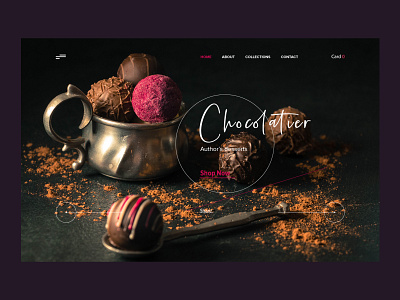 Chocolatier Web Concept chocolate desert dribble minimal product ui web website