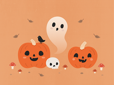Haunted Harvest autumn design fall ghost halloween illustration pumpkin vector
