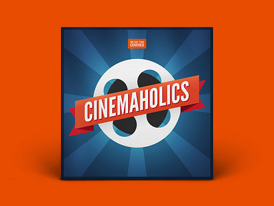 Cinemaholics branding design film graphic design logo movie reel podcast podcast art podcast cover podcast cover art podcast logo sunburst tape vector