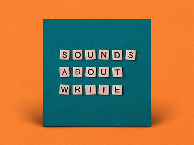 Sounds About Write bananagrams branding design graphic design letters logo podcast podcast art podcast cover podcast cover art podcast logo scrabble