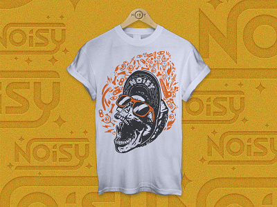 Skull-Tee black brand glasses illustration noisy apparel orange skull street t shirt wear