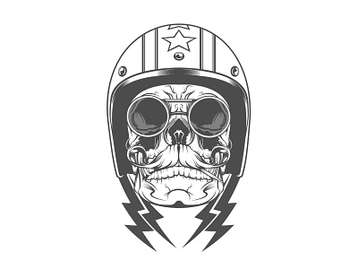MC Skully caferacer chopper illustration motorcycle skulls vector