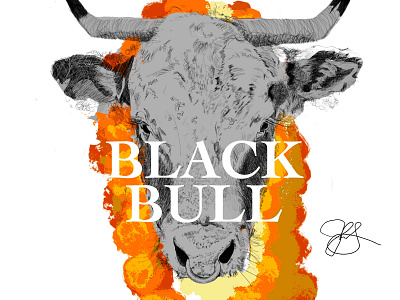 Black Bull art black black bull drawing illustration orange type yellow