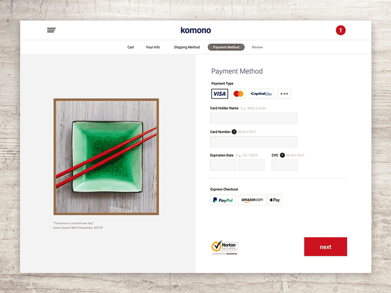 Komono, Payment Method 💳 daily ui daily ui 002 desktop design komono minimalism payment payment method
