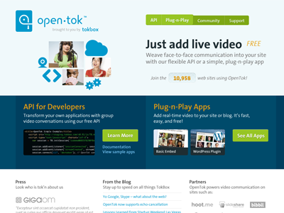 TokBox homepage redesign