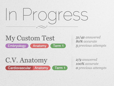 Tests In Progress app revise revision rvc test vet web