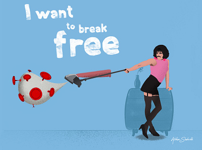 I Want to Break Free From Corona! covid19 freddie mercury illustration illustrator art queen vector