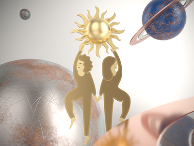Sisters Of The Sun 3dsmax astronaut astronomy corona corona renderer coronarender cosmos design illustration minimal planet ui ux v ray vray