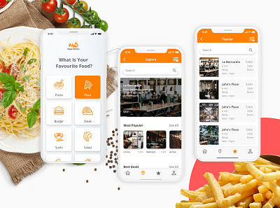 Restaurant UI Kit app app design app mockup color design food food and drink food app food illustration illustration ios mobile mobile app design mobile application mobile design ui uiux user interface ux wireframe